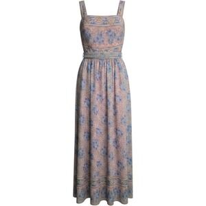 Vintage Miss Elliette California Floral Paisley Maxi Dress with shawl 27"/size 4